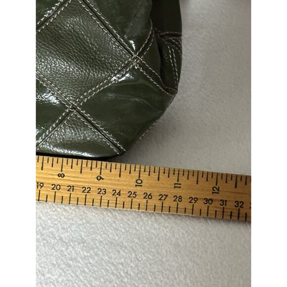 TIGNANELLO Dark Green Patent Pebbled Leather Satchel Bag - Picture 5 of 10